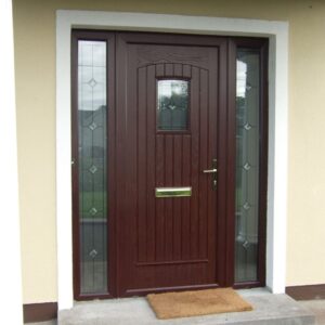 T & G Glazed Rosewood Composite Front Door