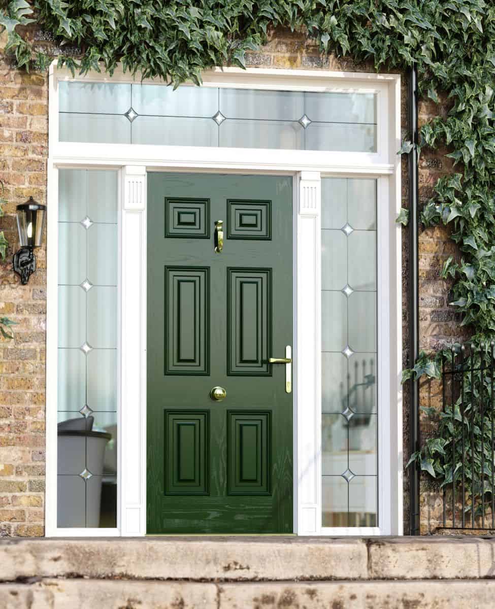 Green Georgian Pillar Solid Door