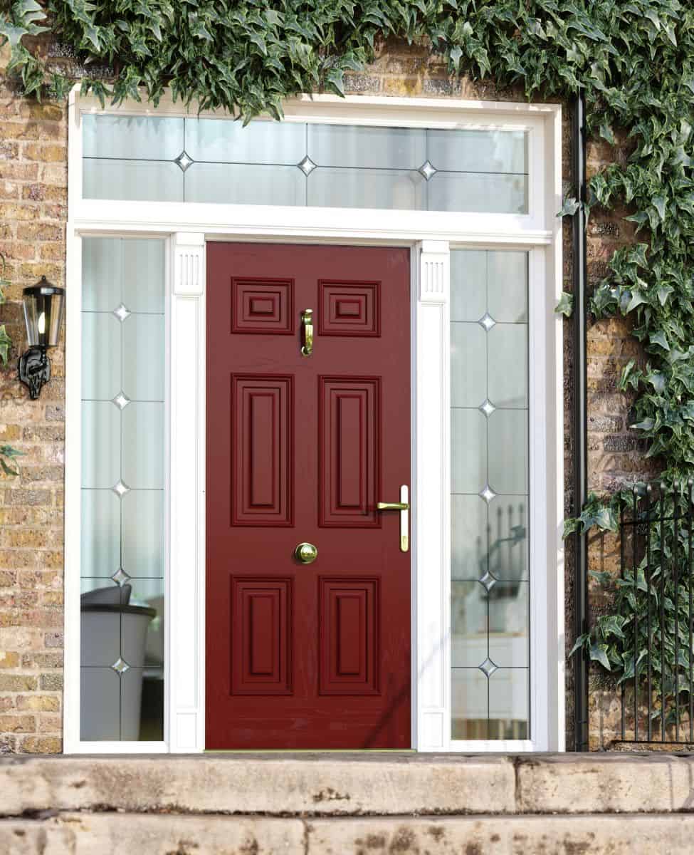 Red Georgian Pillar Solid Door